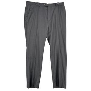 Berragamo Modern Gray Flat Front Belt Loops Wool Dress Pants Italia Size 40 x 31